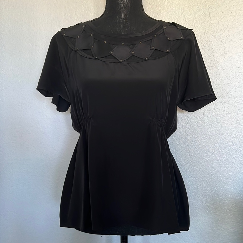 BCBGMaxAzria Silk Black Blouse, size Small